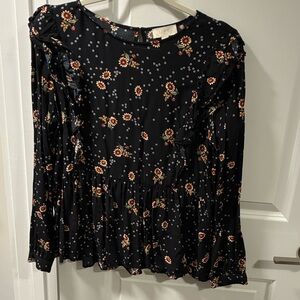 LOFT Black Floral Blouse